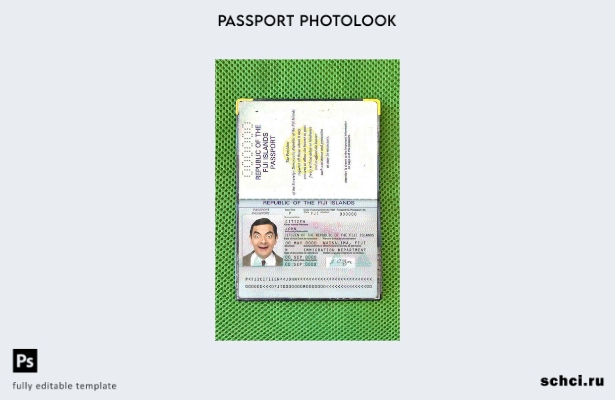 скачать цифровую версию шаблона фотографии паспорта Фиджи